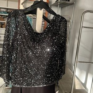 J Cara Woman’s Cow Neck 3/4 Sleeves Sequins Beaded Popover